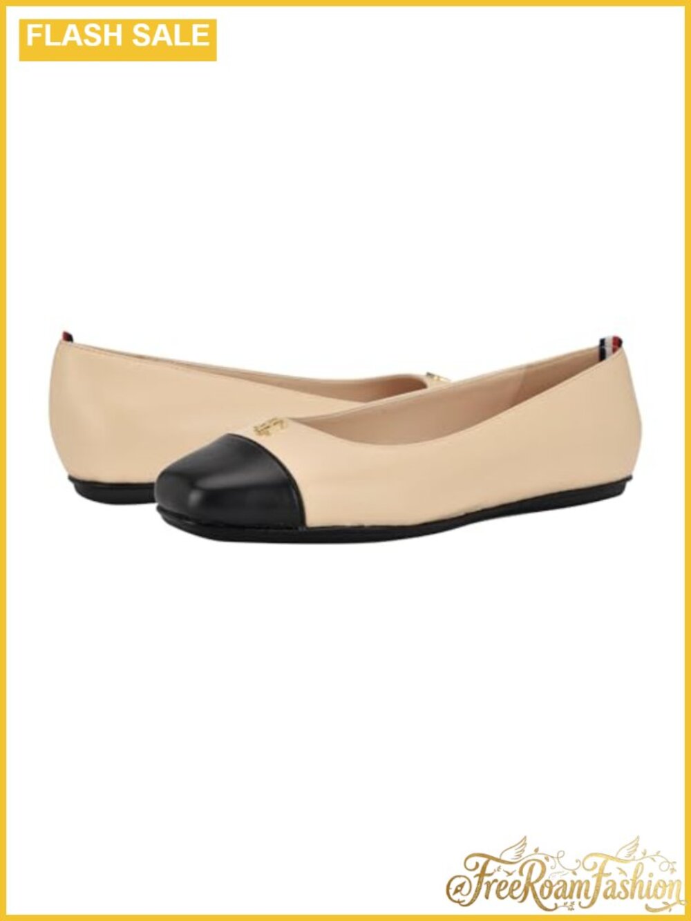 Slip-On Flats with Faux Leather Upper and Cushioned Insole